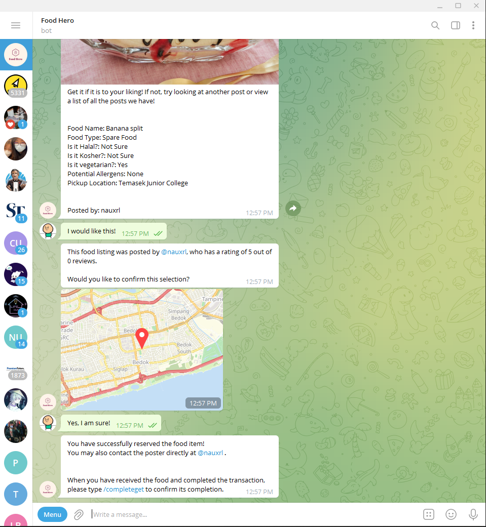 FoodHero food-sharing application interface